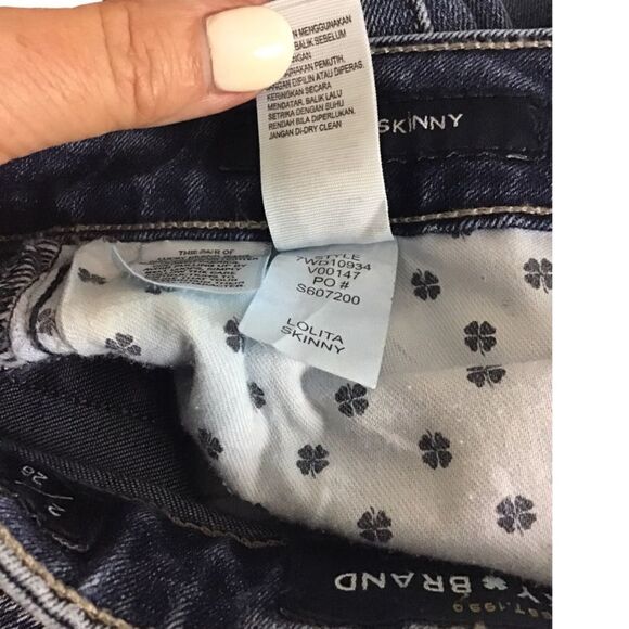 LUCKY BRAND LOLITA Metallic SILVER STRIPE SKINNY JEANS Size 26 - Picture 8 of 10